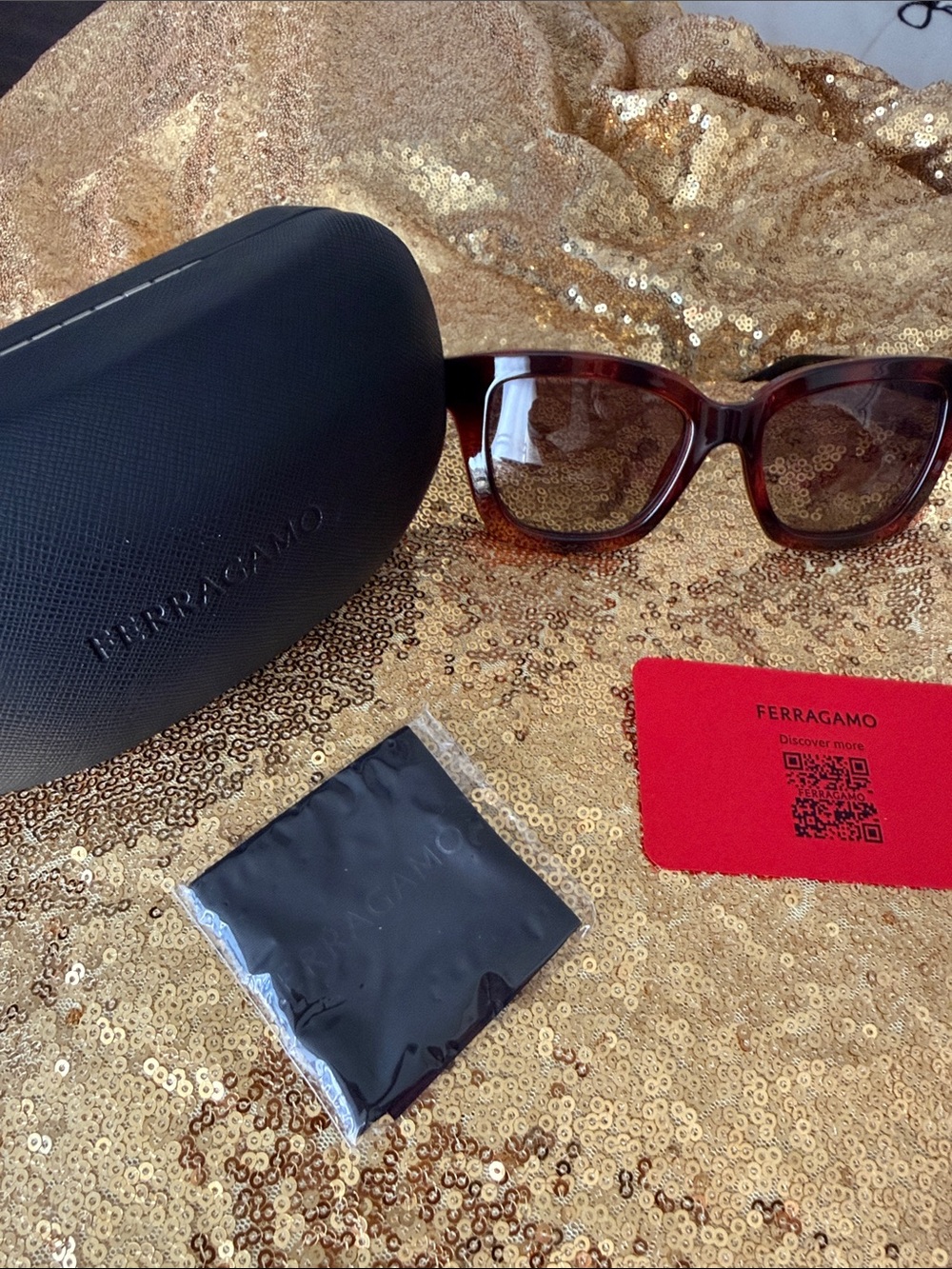 Ferragamo Tortoiseshell Sunglasses with Case